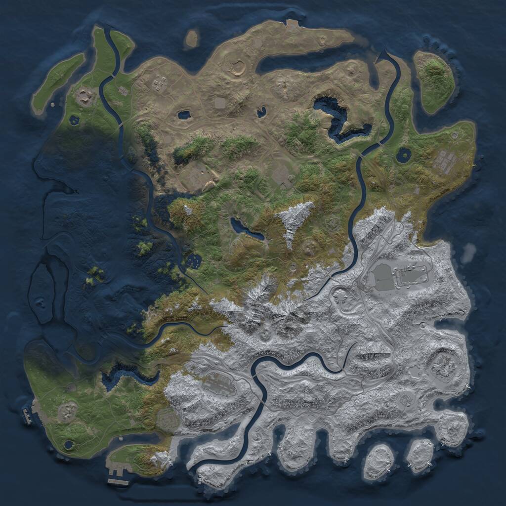 Rust Map: Procedural Map, Size: 5000, Seed: 2302, 17 Monuments