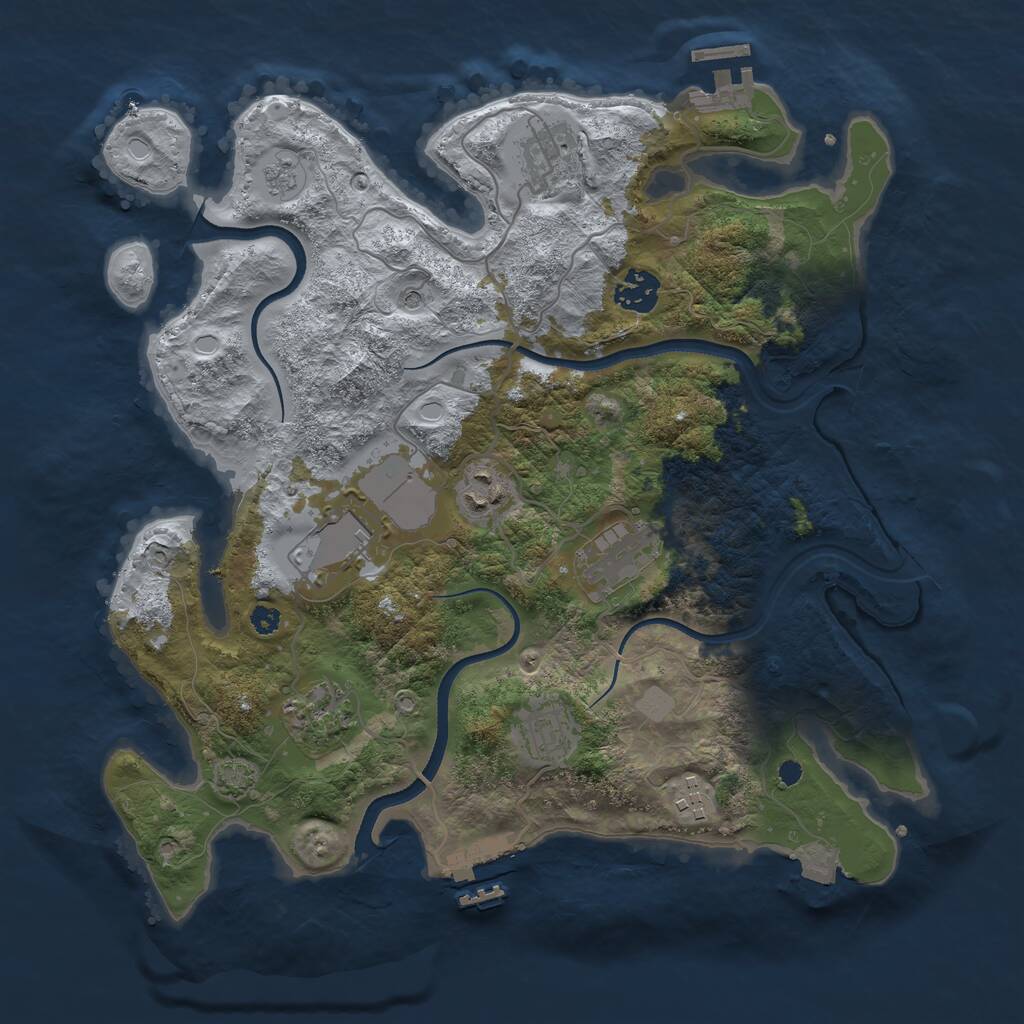 Rust Map: Procedural Map, Size: 3500, Seed: 2078740279, 14 Monuments