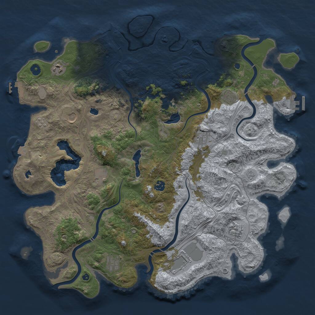 Rust Map: Procedural Map, Size: 4500, Seed: 33747, 16 Monuments
