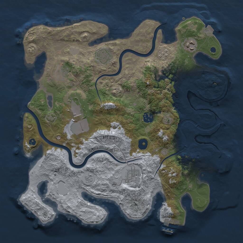 Rust Map: Procedural Map, Size: 3500, Seed: 886649814, 13 Monuments