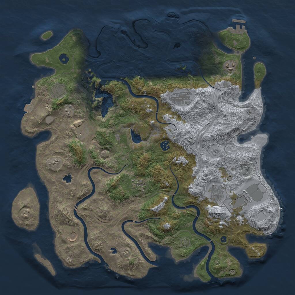 Rust Map: Procedural Map, Size: 4500, Seed: 198565, 16 Monuments