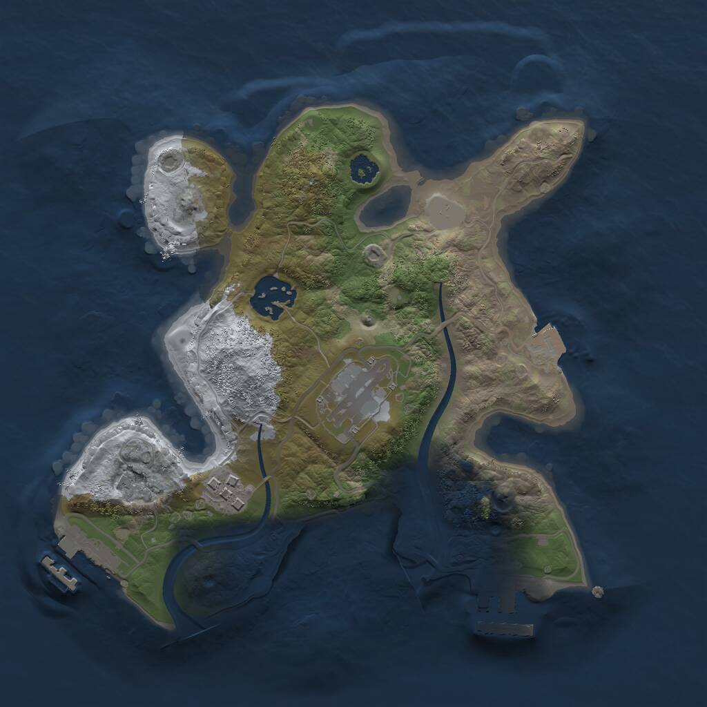 Rust Map: Procedural Map, Size: 2500, Seed: 1075465835, 6 Monuments