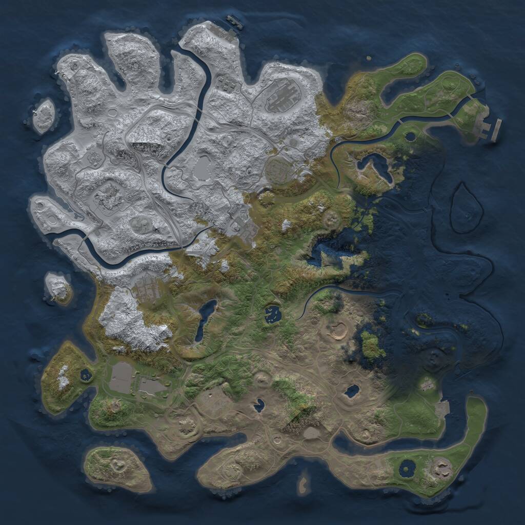 Rust Map: Procedural Map, Size: 4500, Seed: 618847618, 17 Monuments