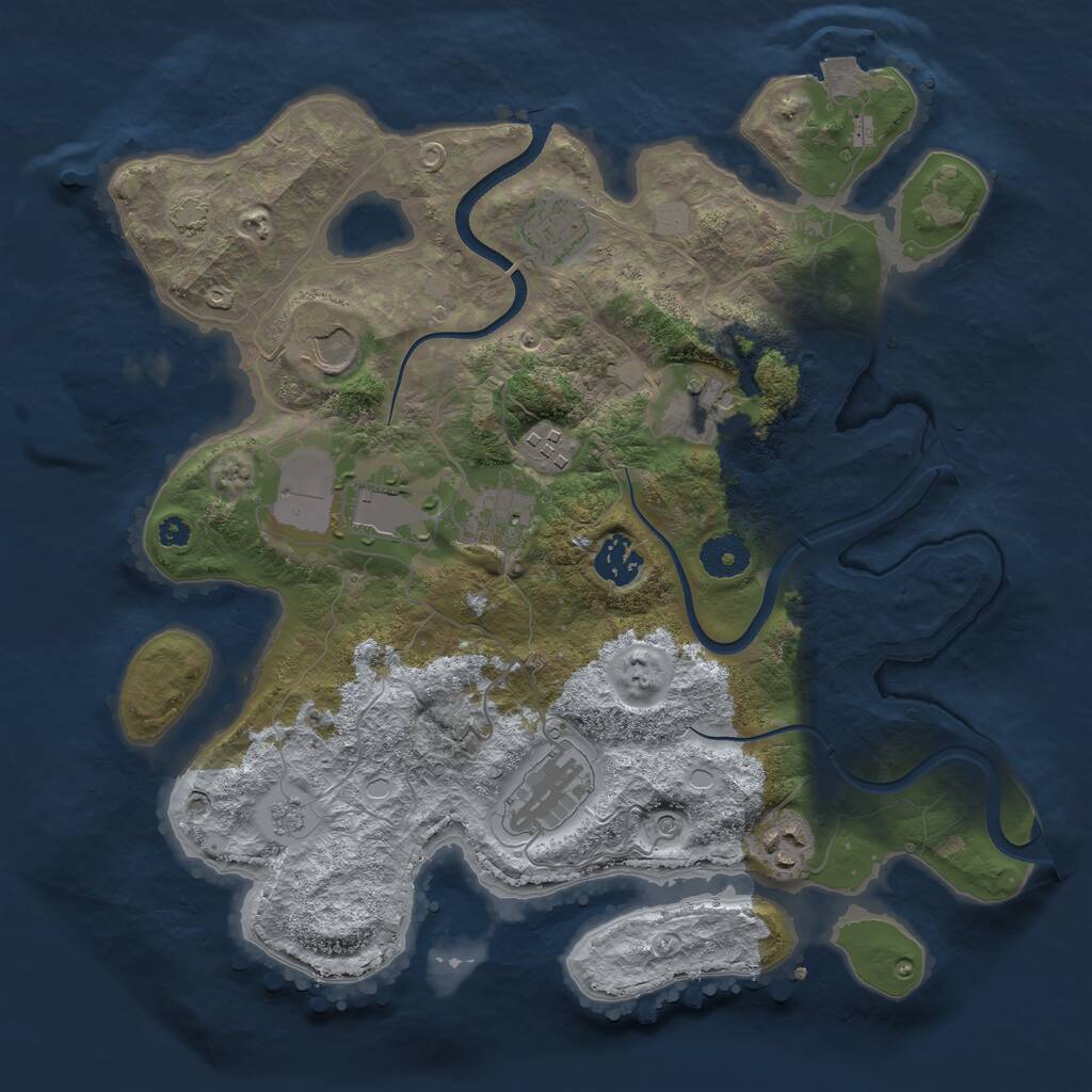 Rust Map: Procedural Map, Size: 3500, Seed: 1228159207, 13 Monuments