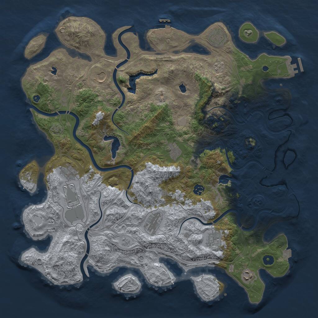 Rust Map: Procedural Map, Size: 4500, Seed: 1285401206, 16 Monuments