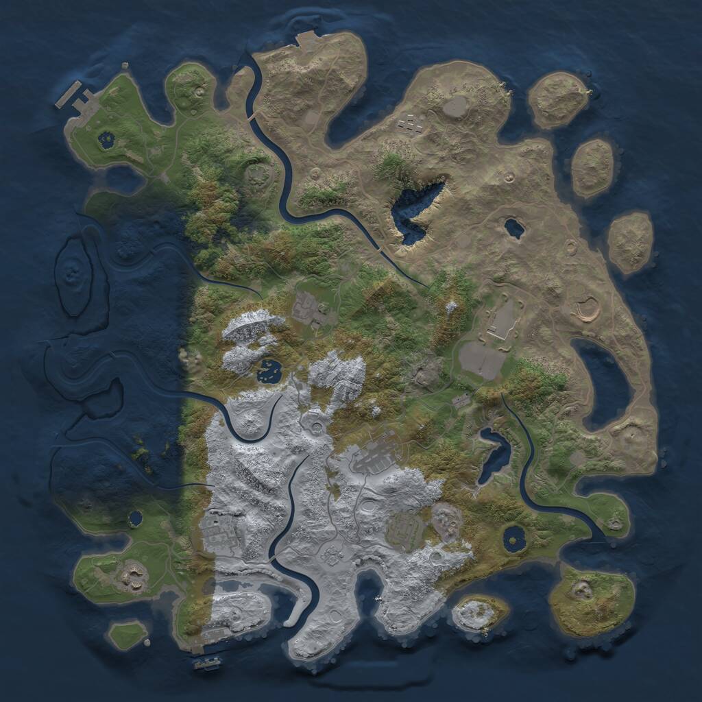 Rust Map: Procedural Map, Size: 4200, Seed: 1627363057, 15 Monuments