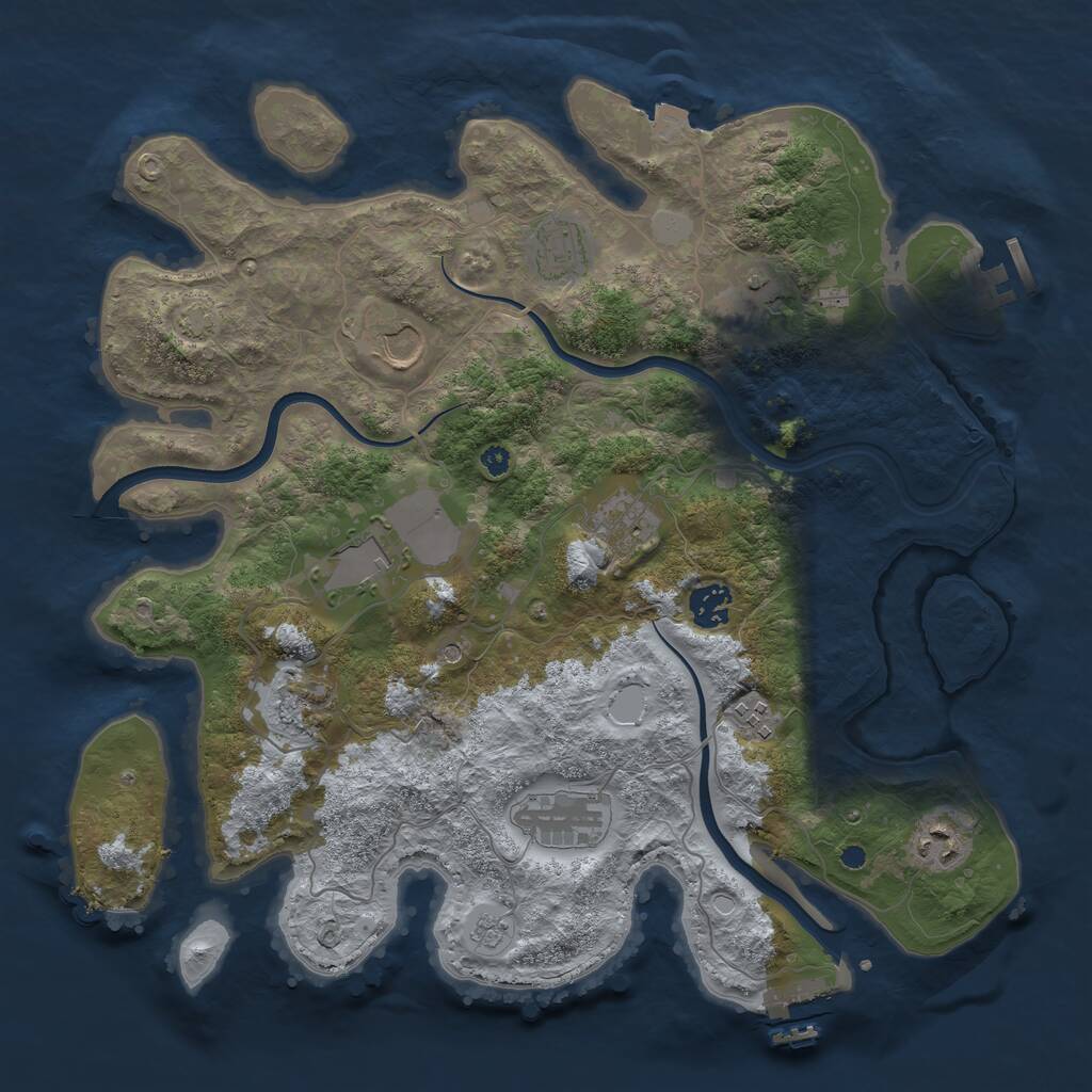 Rust Map: Procedural Map, Size: 3750, Seed: 3275, 16 Monuments