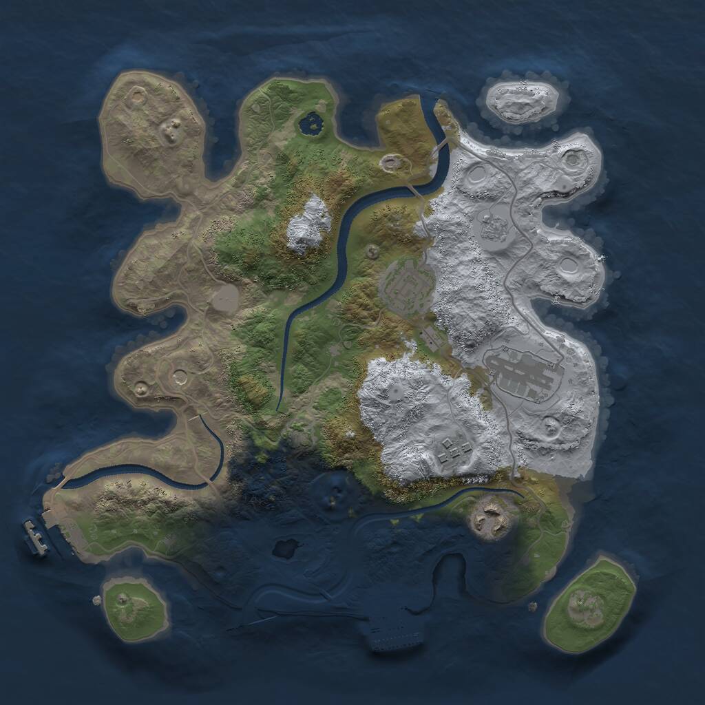 Rust Map: Procedural Map, Size: 3000, Seed: 1913050288, 10 Monuments