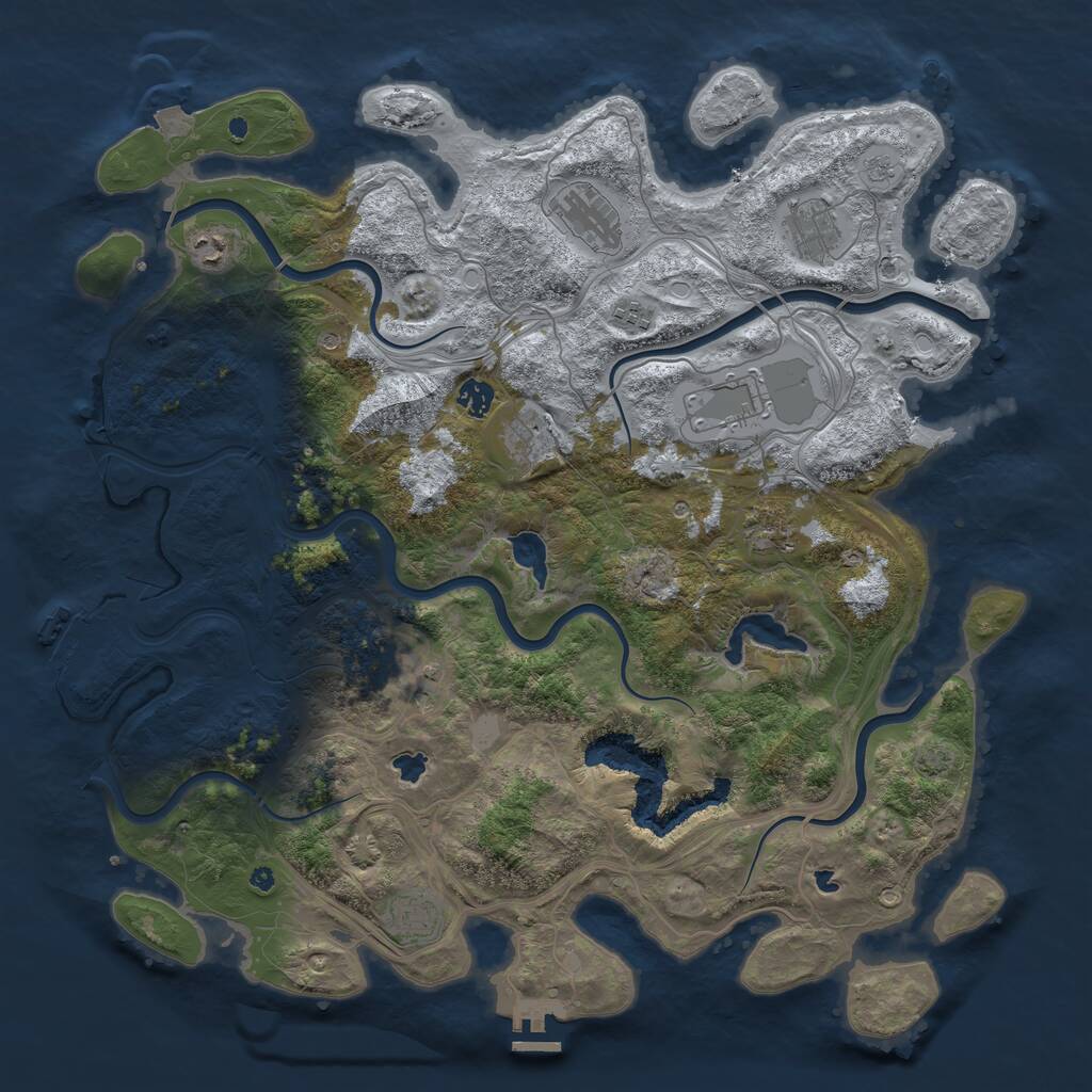 Rust Map: Procedural Map, Size: 4500, Seed: 1286699066, 16 Monuments