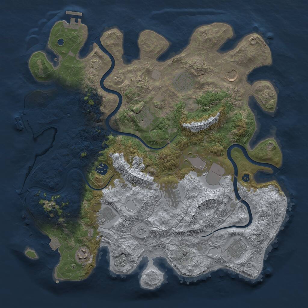 Rust Map: Procedural Map, Size: 3859, Seed: 50000, 16 Monuments