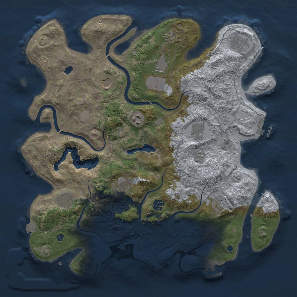 Rust Map: Procedural Map, Size: 4000, Seed: 1023965550, 17 Monuments