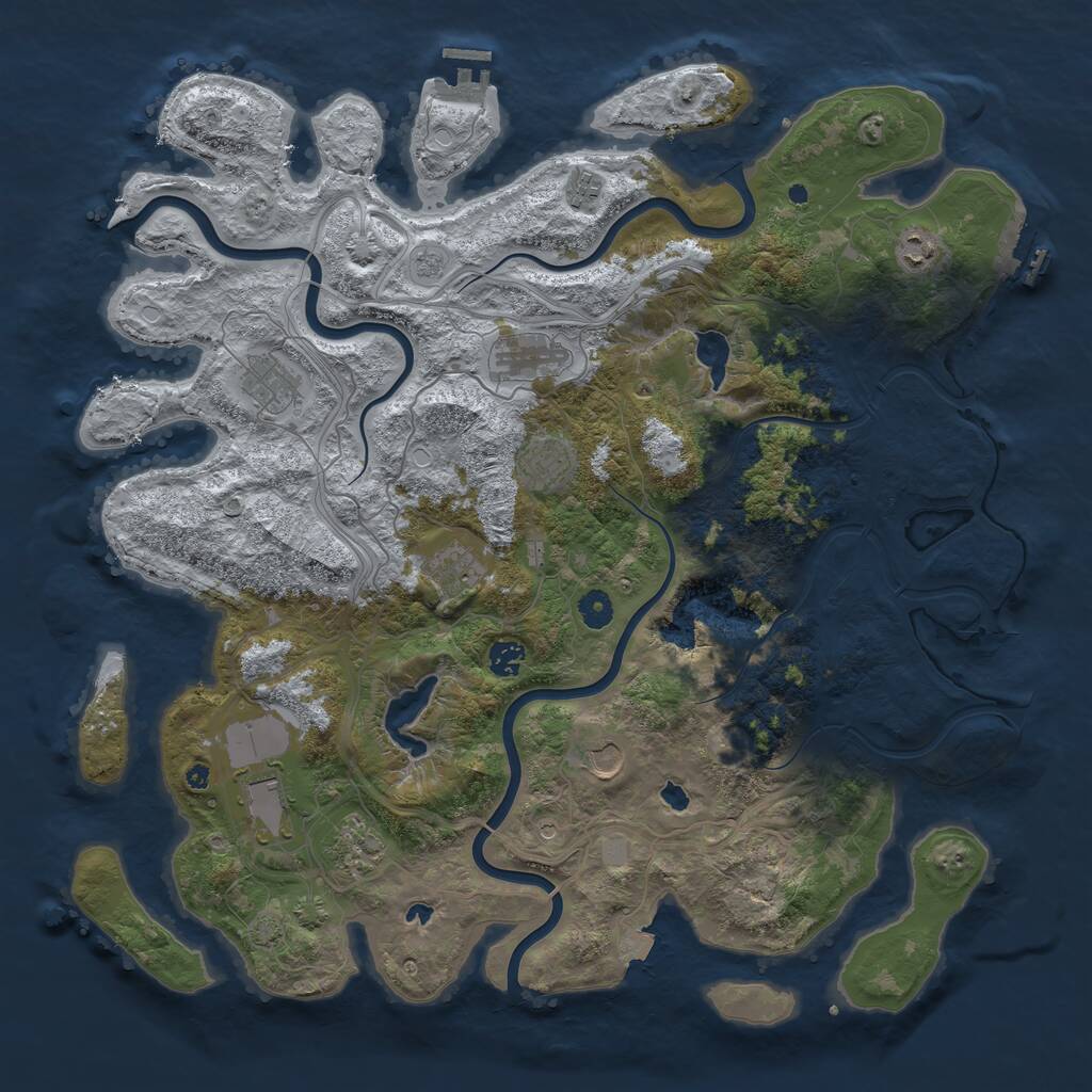 Rust Map: Procedural Map, Size: 4500, Seed: 24358743, 16 Monuments