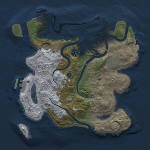 Thumbnail Rust Map: Procedural Map, Size: 3000, Seed: 1288205369, 9 Monuments
