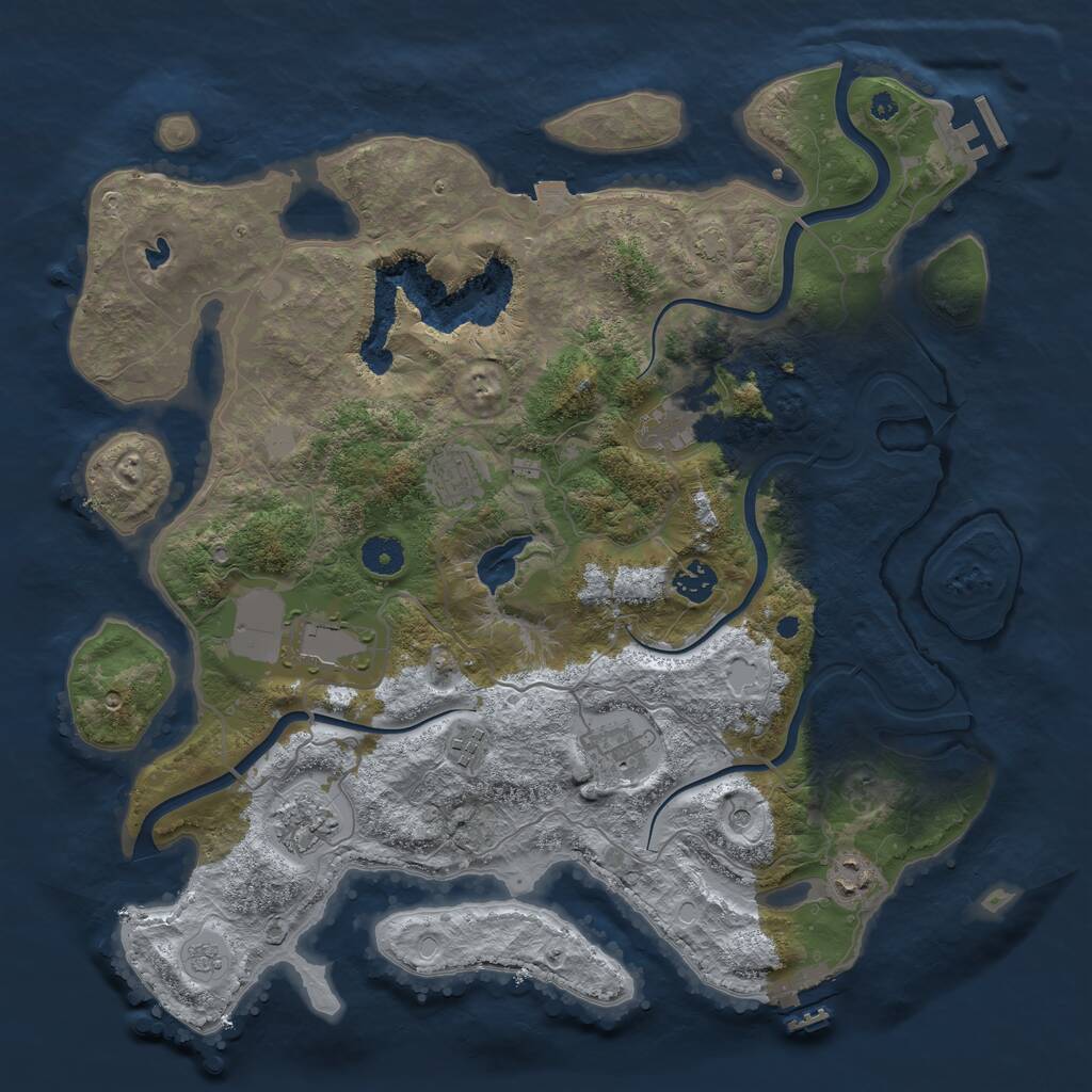 Rust Map: Procedural Map, Size: 4000, Seed: 1981929204, 14 Monuments