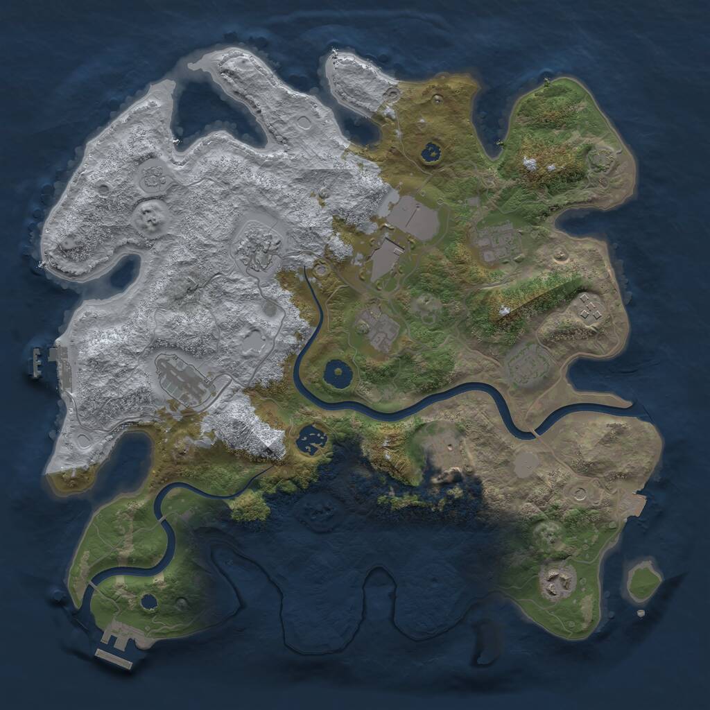 Rust Map: Procedural Map, Size: 3750, Seed: 194879391, 16 Monuments