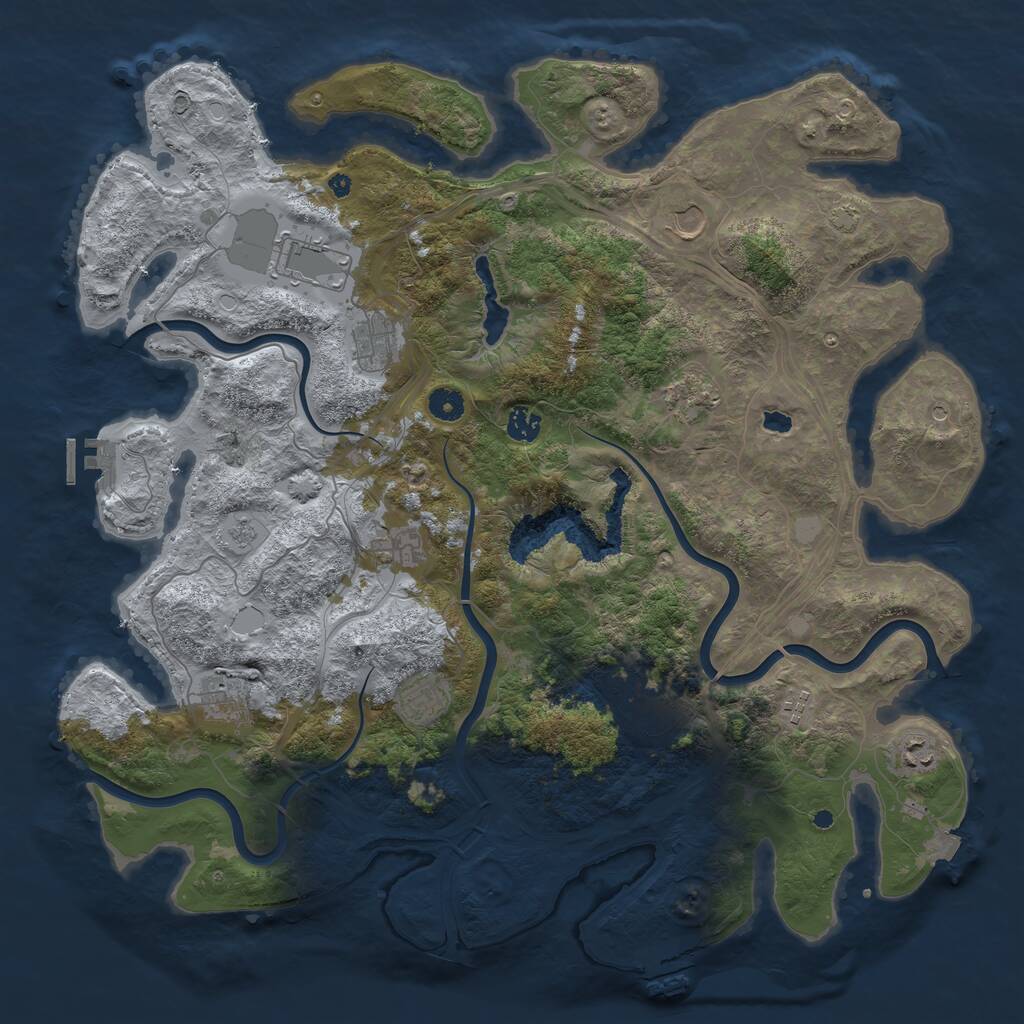 Rust Map: Procedural Map, Size: 4450, Seed: 322436434, 17 Monuments