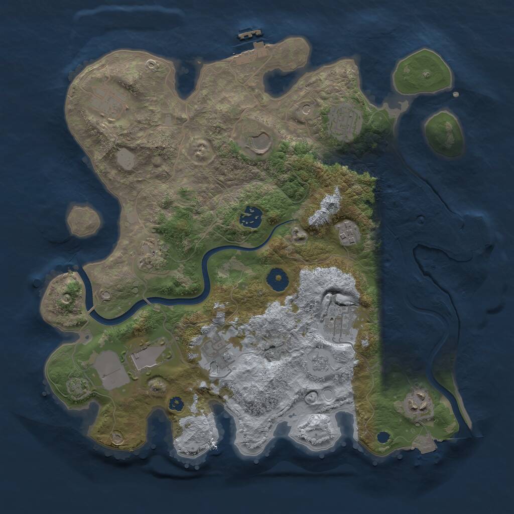 Rust Map: Procedural Map, Size: 3500, Seed: 587383144, 16 Monuments