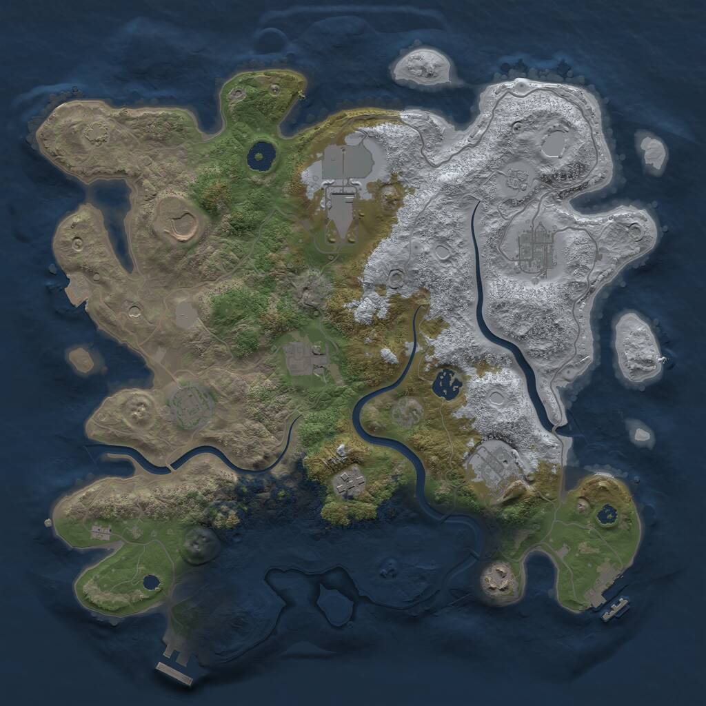 Rust Map: Procedural Map, Size: 3700, Seed: 342253278, 15 Monuments
