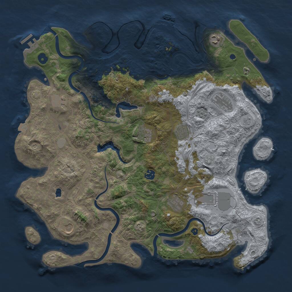Rust Map: Procedural Map, Size: 4250, Seed: 1900085309, 16 Monuments
