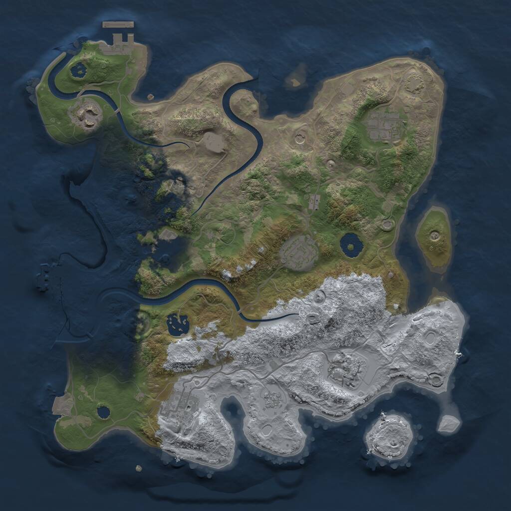 Rust Map: Procedural Map, Size: 3300, Seed: 383838, 13 Monuments