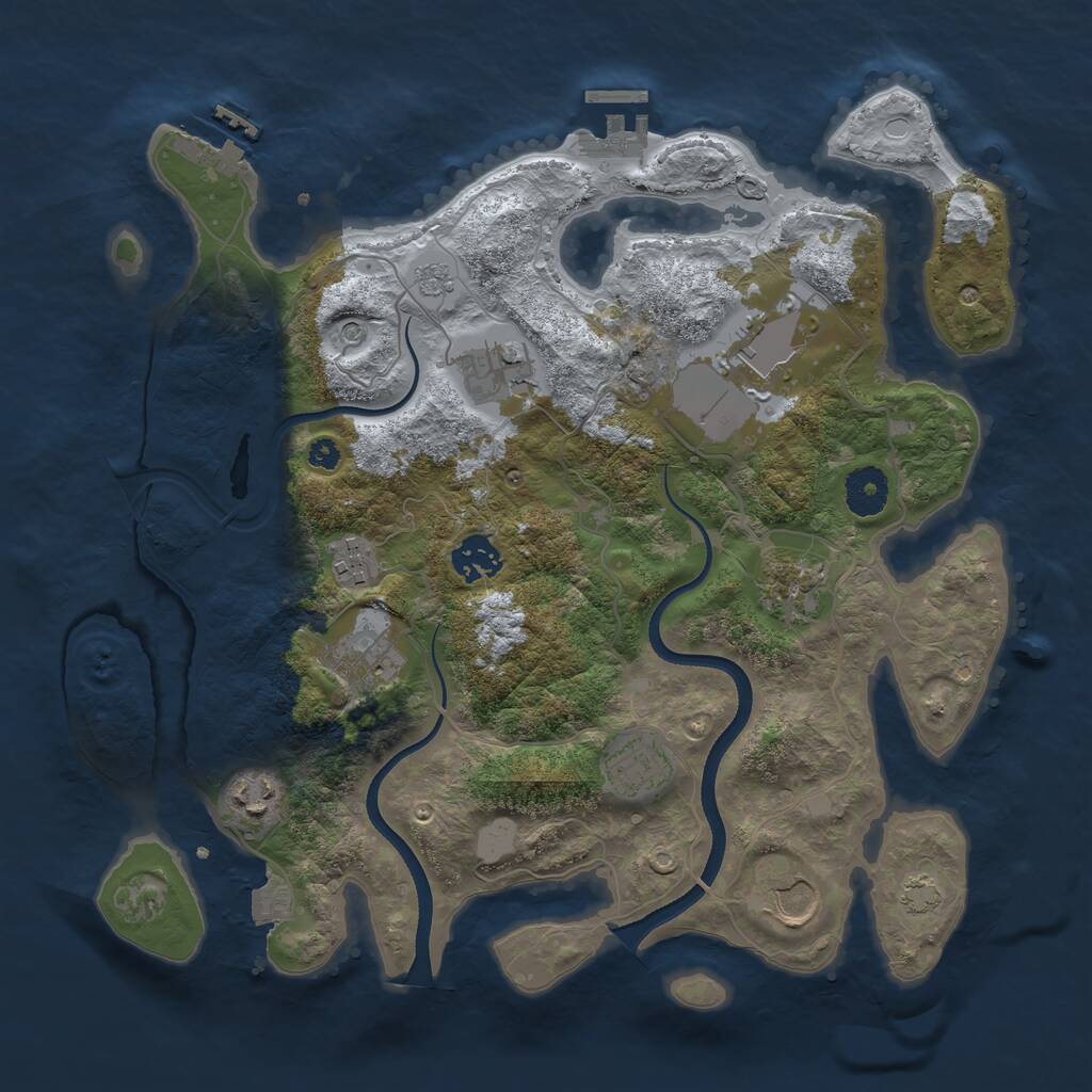 Rust Map: Procedural Map, Size: 3500, Seed: 1404559613, 15 Monuments
