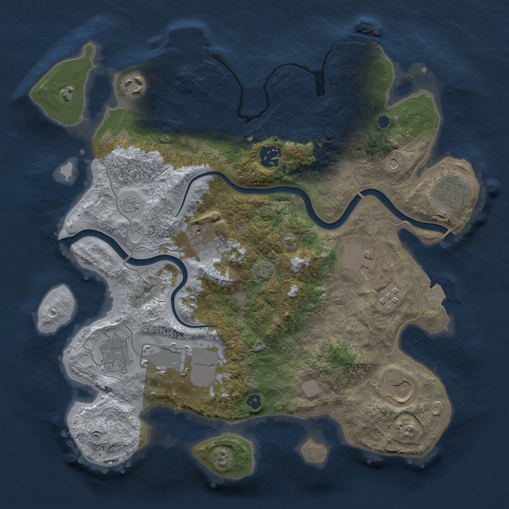 Rust Map: Procedural Map, Size: 3500, Seed: 2055549205, 15 Monuments