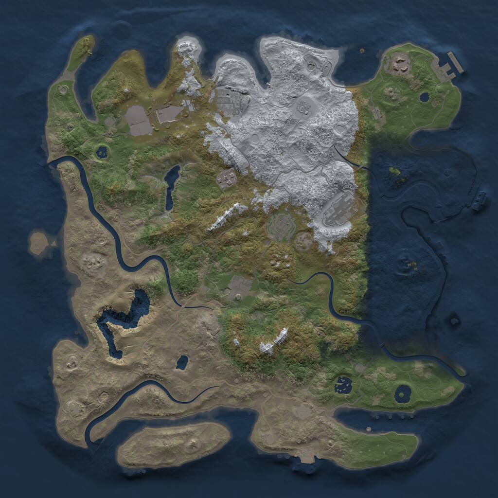 Rust Map: Procedural Map, Size: 4200, Seed: 957163066, 14 Monuments
