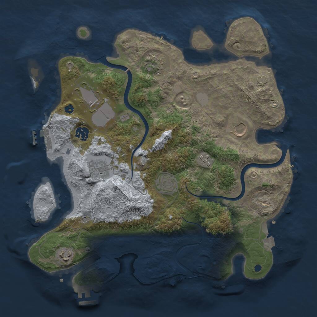 Rust Map: Procedural Map, Size: 3500, Seed: 520703227, 13 Monuments