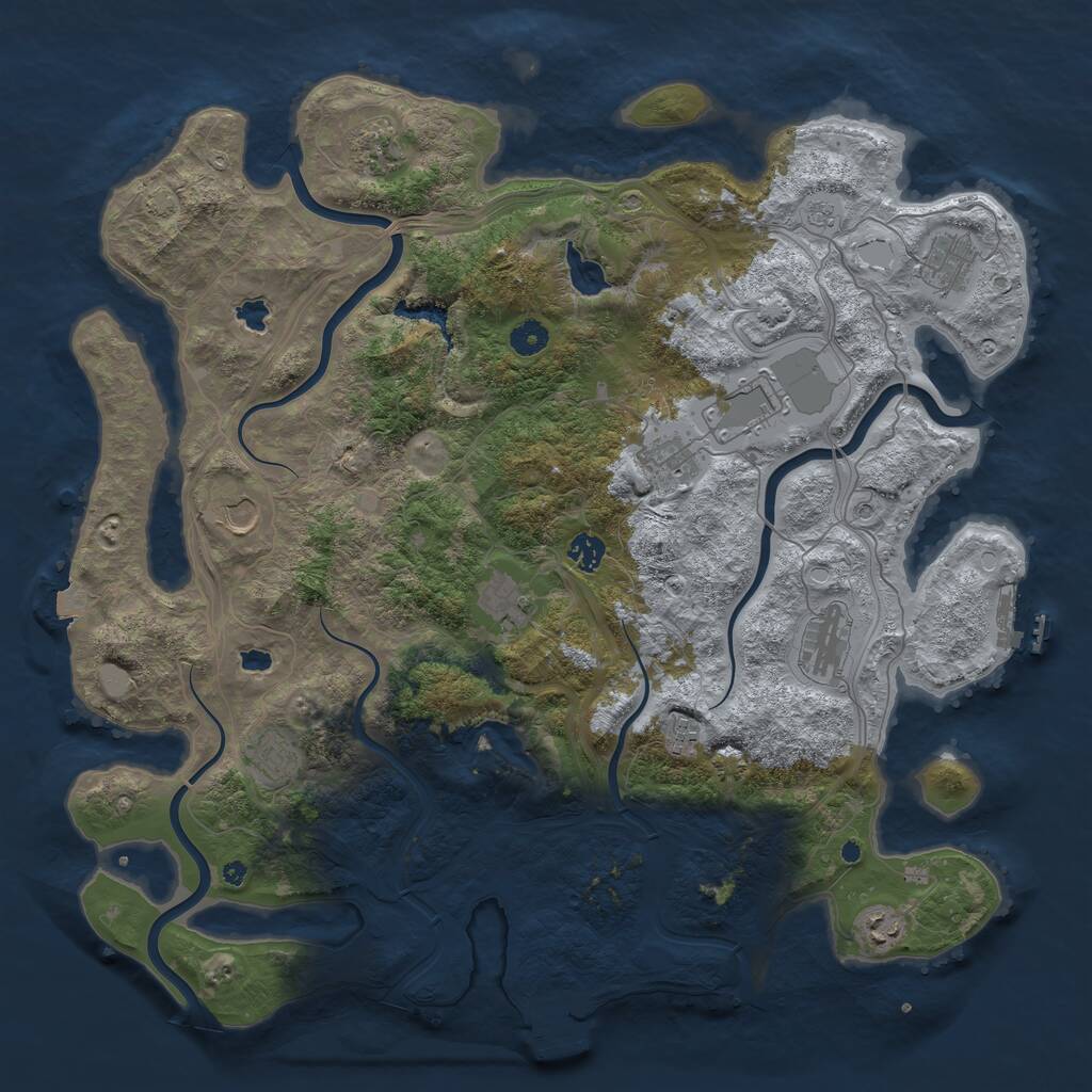 Rust Map: Procedural Map, Size: 4500, Seed: 643411857, 17 Monuments