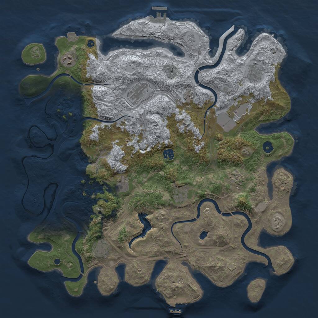 Rust Map: Procedural Map, Size: 4300, Seed: 909677355, 16 Monuments