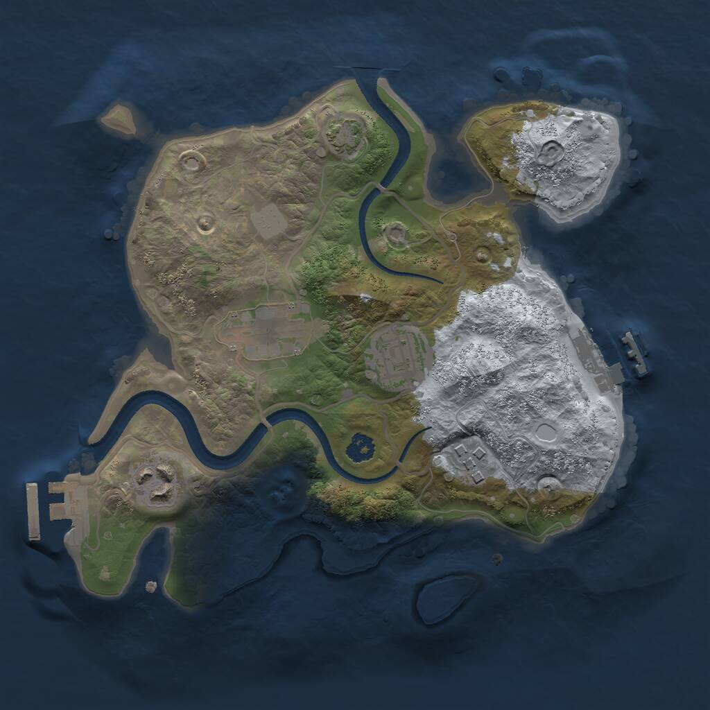 Rust Map: Procedural Map, Size: 2500, Seed: 3245836, 8 Monuments