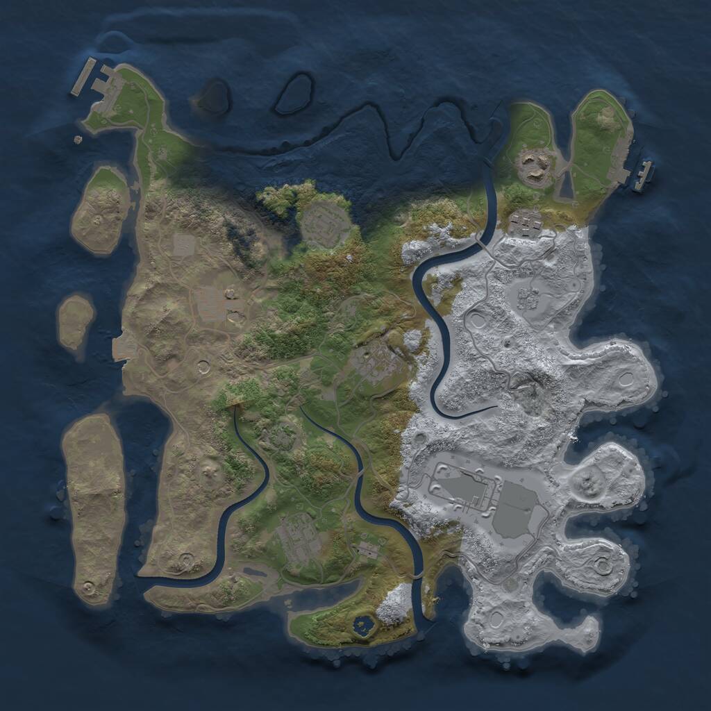 Rust Map: Procedural Map, Size: 3500, Seed: 1196062802, 13 Monuments