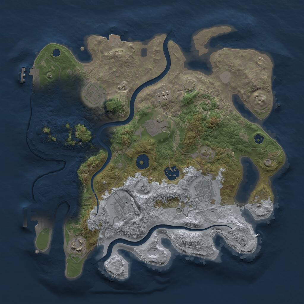 Rust Map: Procedural Map, Size: 3200, Seed: 987654321, 12 Monuments