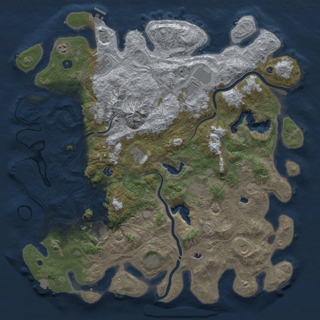 Rust Map: Procedural Map, Size: 5000, Seed: 1234764165, 17 Monuments
