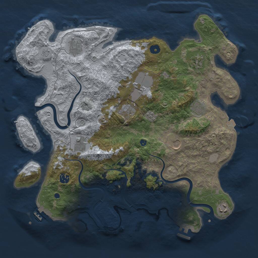 Rust Map: Procedural Map, Size: 3900, Seed: 98426156, 16 Monuments