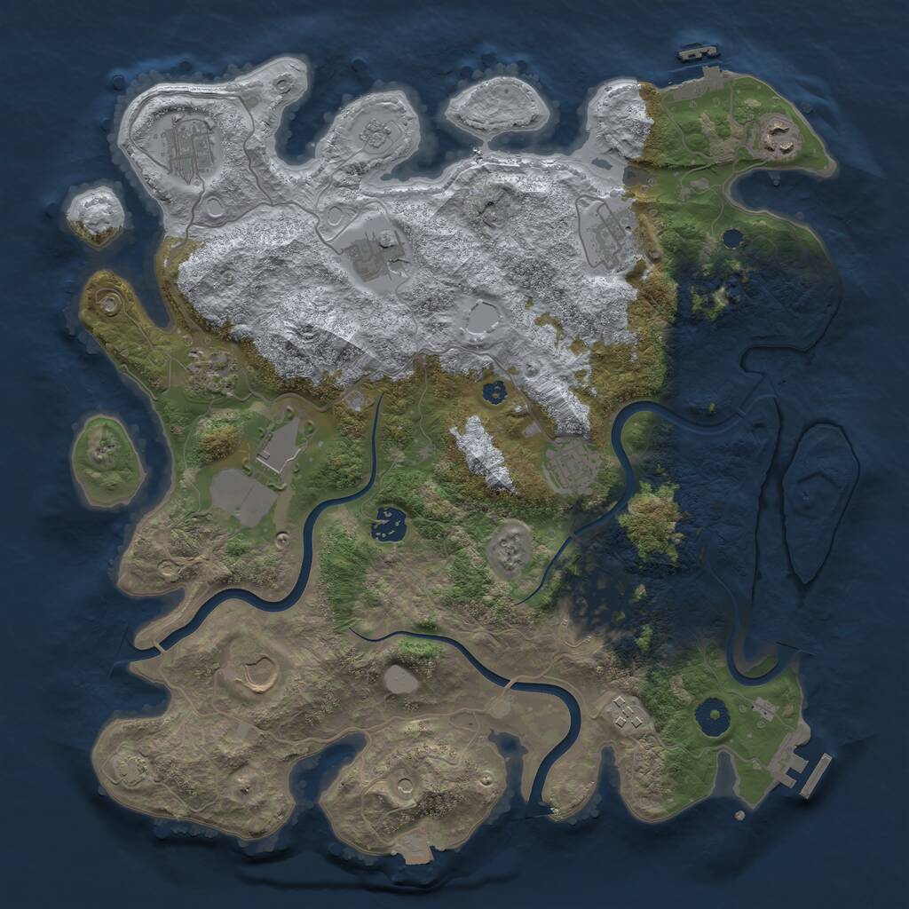 Rust Map: Procedural Map, Size: 3800, Seed: 822206, 17 Monuments