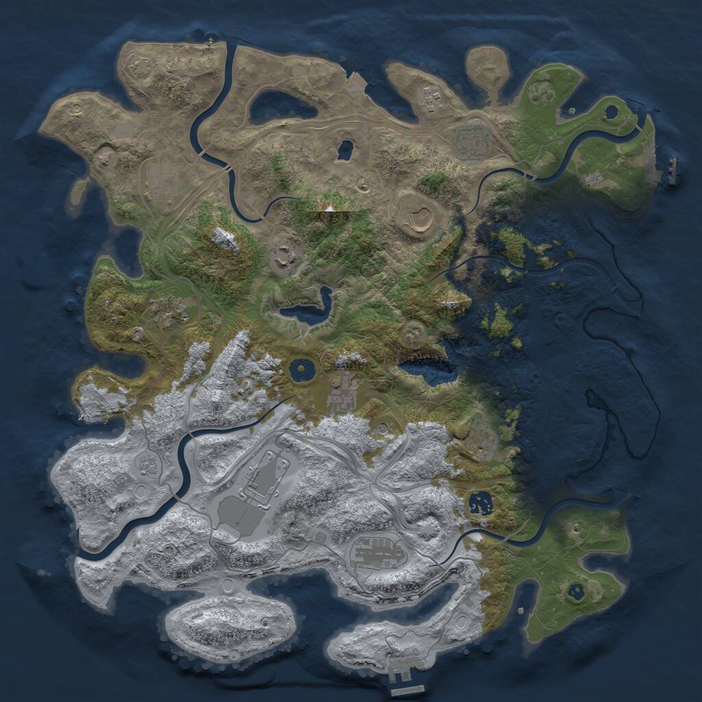 Rust Map: Procedural Map, Size: 4250, Seed: 1895475714, 17 Monuments