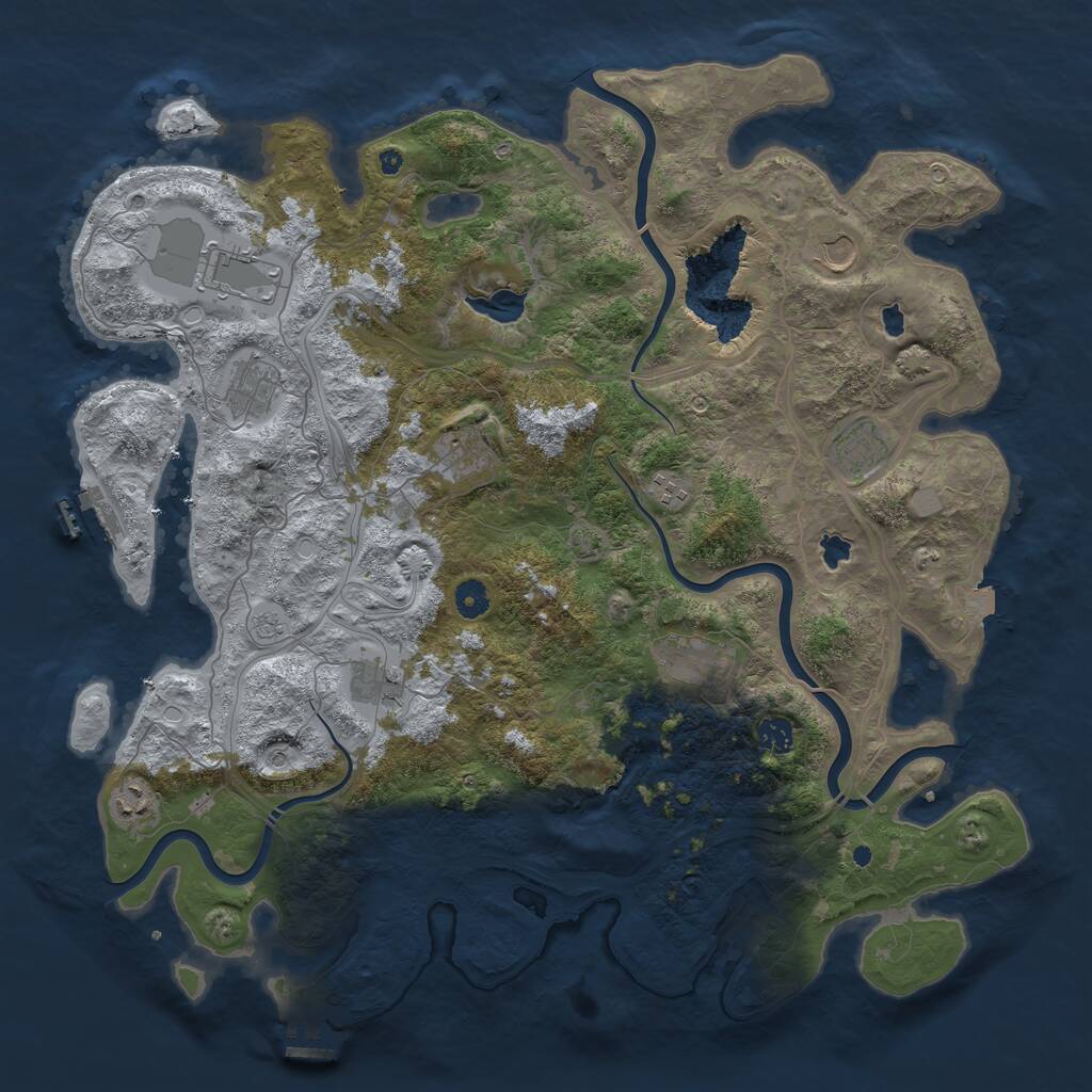 Rust Map: Procedural Map, Size: 4500, Seed: 579455547, 16 Monuments