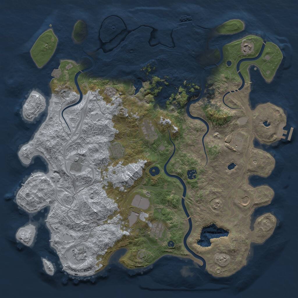Rust Map: Procedural Map, Size: 4500, Seed: 227947363, 17 Monuments
