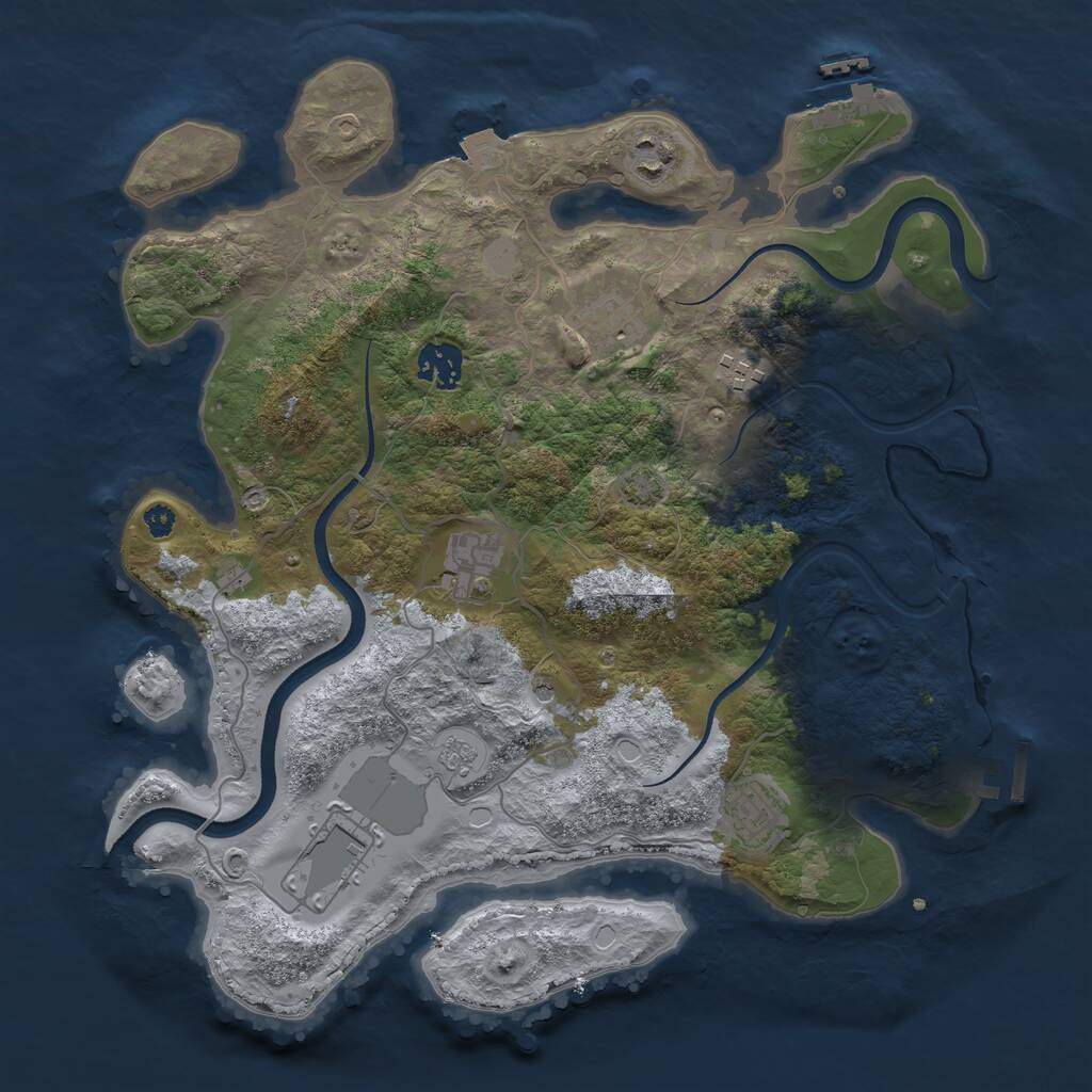 Rust Map: Procedural Map, Size: 3500, Seed: 229564424, 13 Monuments