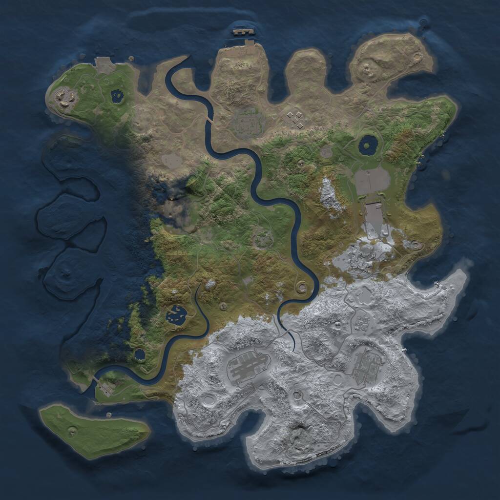 Rust Map: Procedural Map, Size: 3750, Seed: 1818654261, 14 Monuments