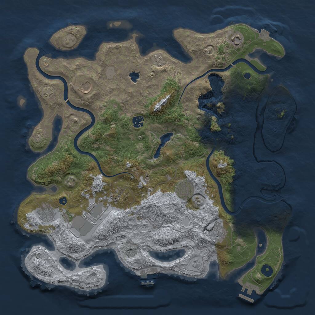 Rust Map: Procedural Map, Size: 4000, Seed: 53883182, 15 Monuments