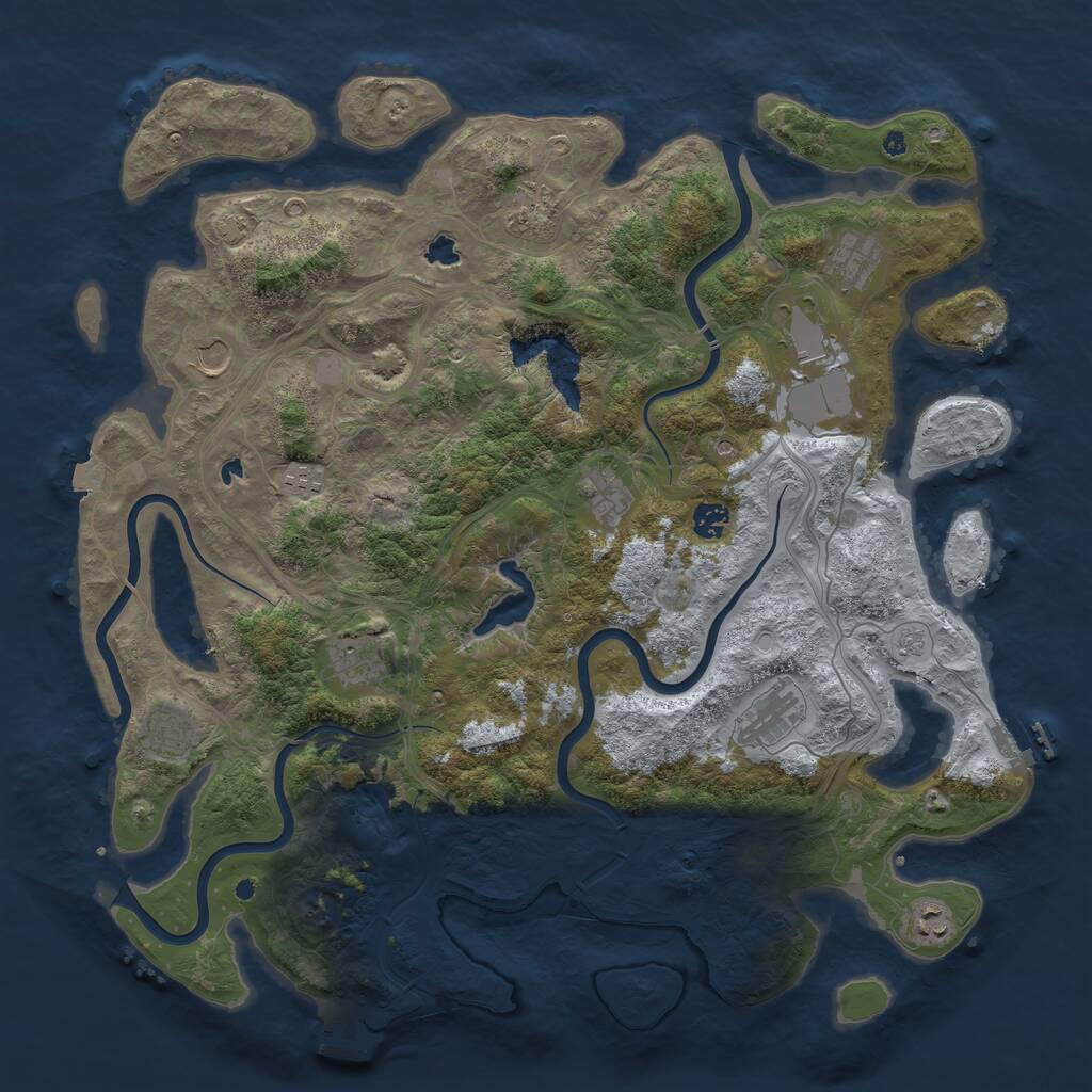 Rust Map: Procedural Map, Size: 4500, Seed: 1939461849, 17 Monuments
