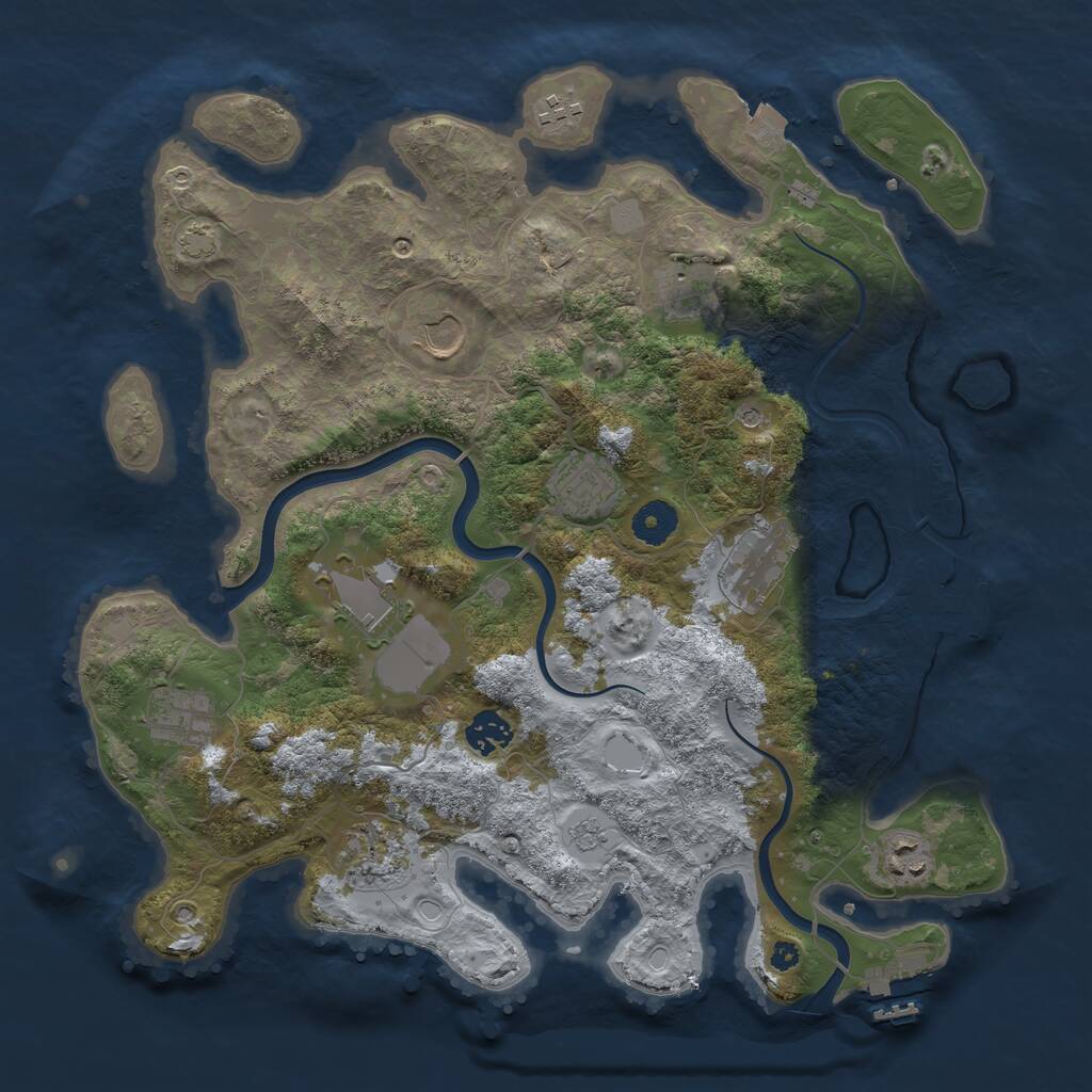 Rust Map: Procedural Map, Size: 3750, Seed: 109323, 16 Monuments