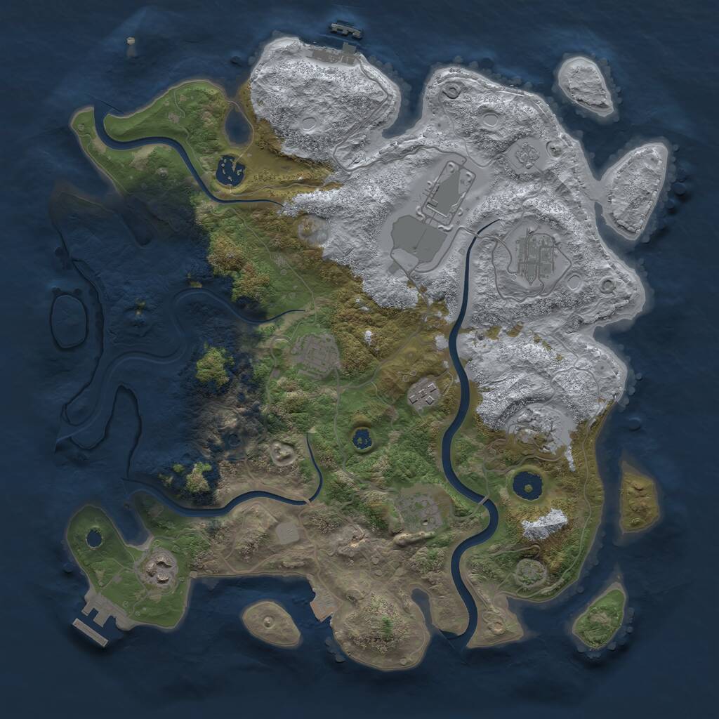 Rust Map: Procedural Map, Size: 3700, Seed: 373063954, 14 Monuments