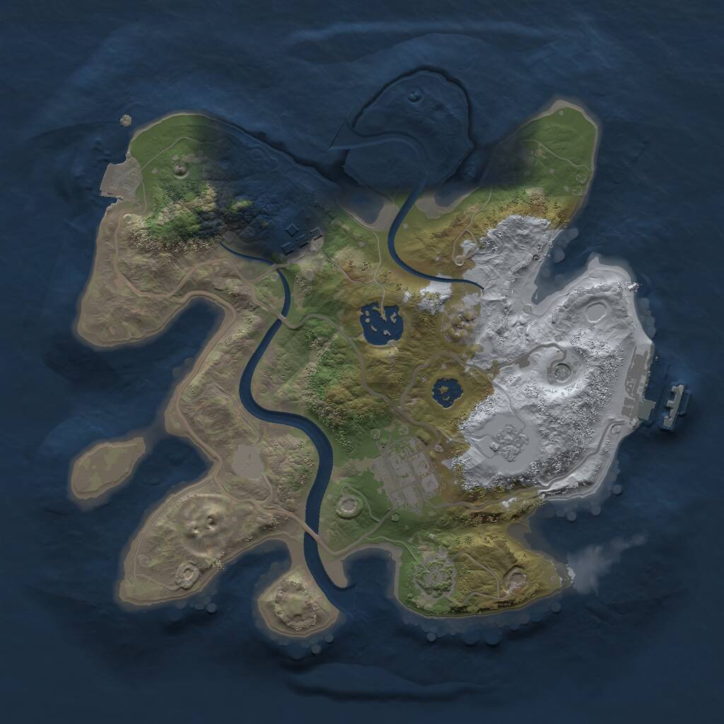 Rust Map: Procedural Map, Size: 2500, Seed: 1033017170, 8 Monuments