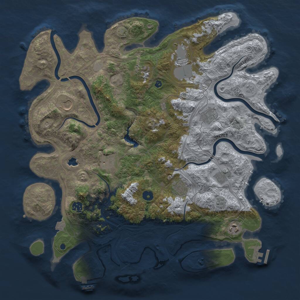 Rust Map: Procedural Map, Size: 4250, Seed: 1217497736, 16 Monuments