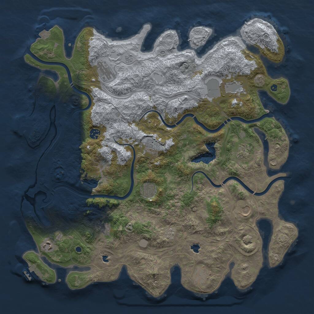 Rust Map: Procedural Map, Size: 4500, Seed: 1815611228, 17 Monuments