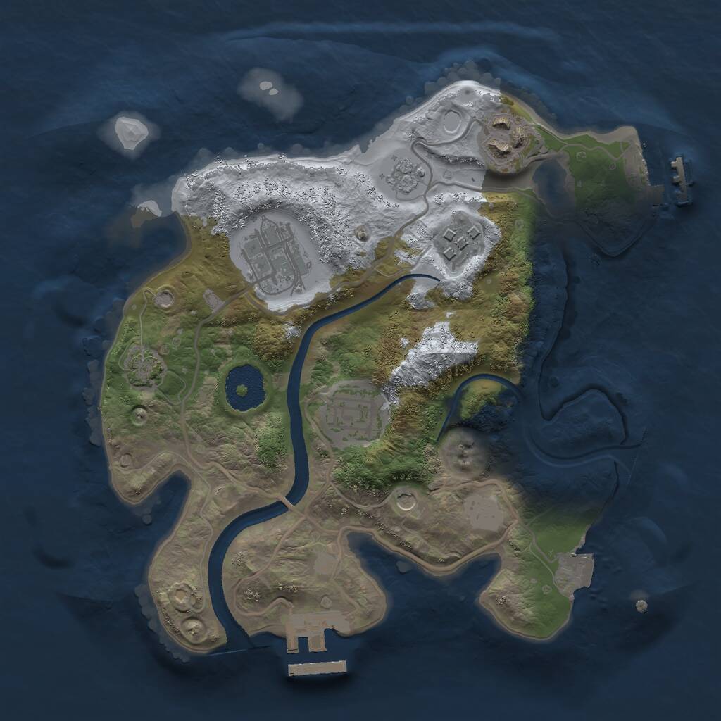 Rust Map: Procedural Map, Size: 2500, Seed: 411284661, 10 Monuments