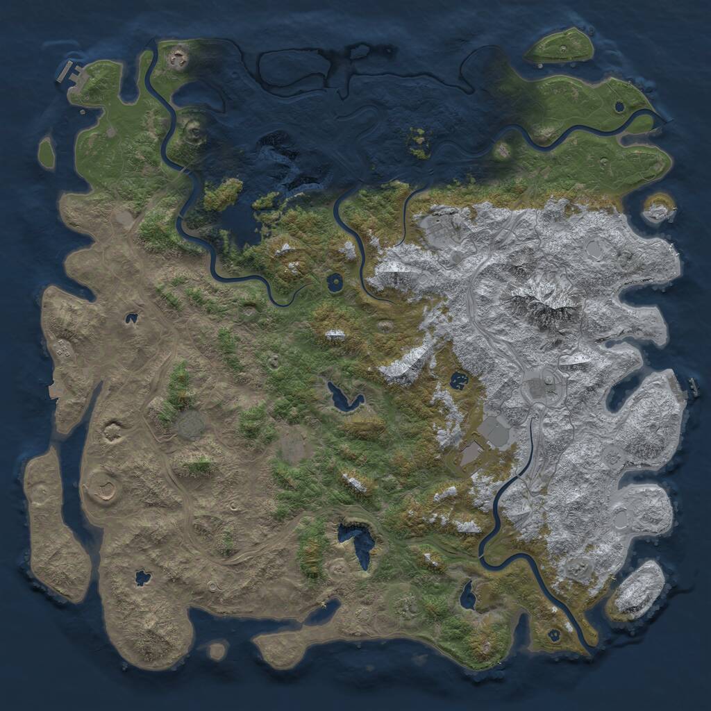 Rust Map: Procedural Map, Size: 6000, Seed: 306264804, 17 Monuments